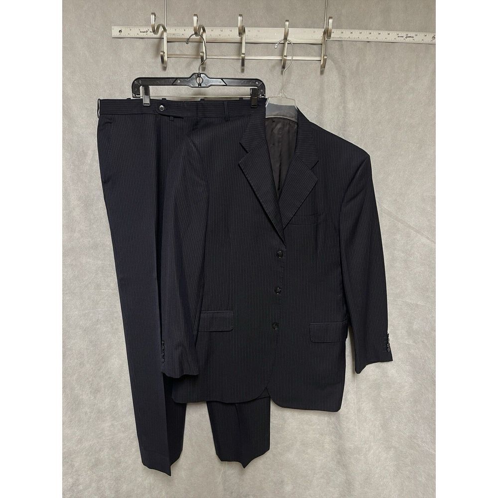 Tom James Suit Men 42L Blue Hand Tailored Filo A Mano Italy Wool 36X33 P Bespoke